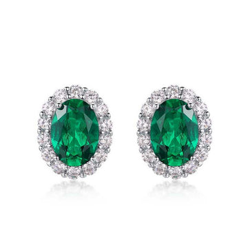 Women Studs Earrings Lab Grown Emerald Earrings